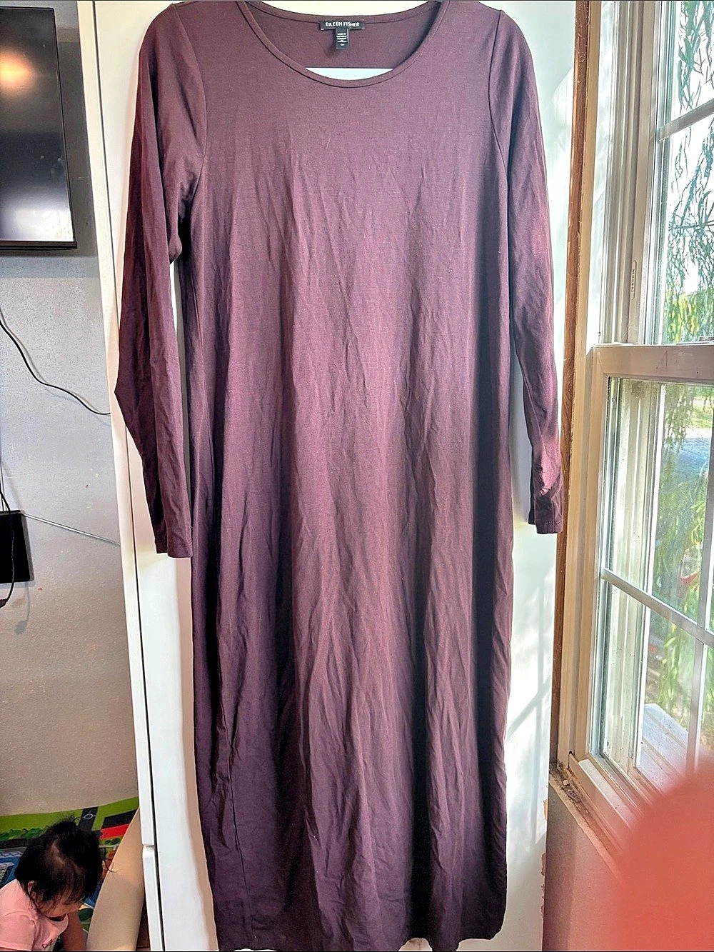 Eileen Fisher Long Sleeve Maxi Dress in Purple Size Small Petite
